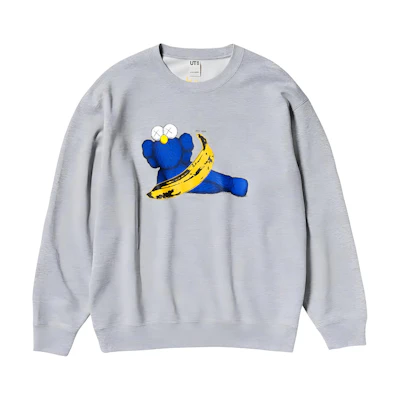 UNIQLO KAWS WARHOL FW24 Grey Cartoon Print Crewneck Sweatshirt Unisex 472951-03
