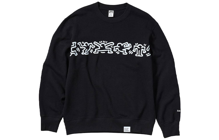 UNIQLO x Keith Haring Cartoon Figures Graphic Crewneck Sweatshirt Black Unisex 446370-09