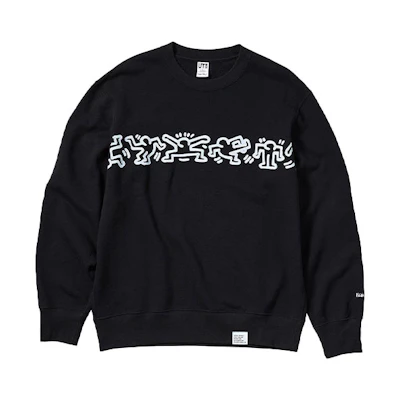 UNIQLO Keith Haring Cartoon Figures Graphic Crewneck Sweatshirt Black Unisex 446370-09
