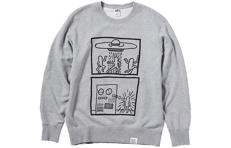 UNIQLO Keith Haring Collab Cartoon Print Crewneck Sweatshirt Unisex Gray 446371-03