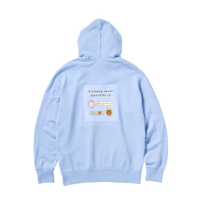 UNIQLO LINE FRIENDS Hoodie Cartoon Bear Print Unisex Light Blue 446653-61