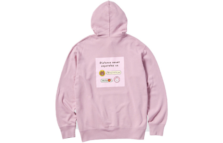 UNIQLO LINE FRIENDS Hoodie Pink - Cartoon Print Unisex Pullover Sweatshirt 446652-10