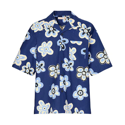 UNIQLO MARNI Floral Print Short Sleeve Shirt Deep Blue. 449637-68