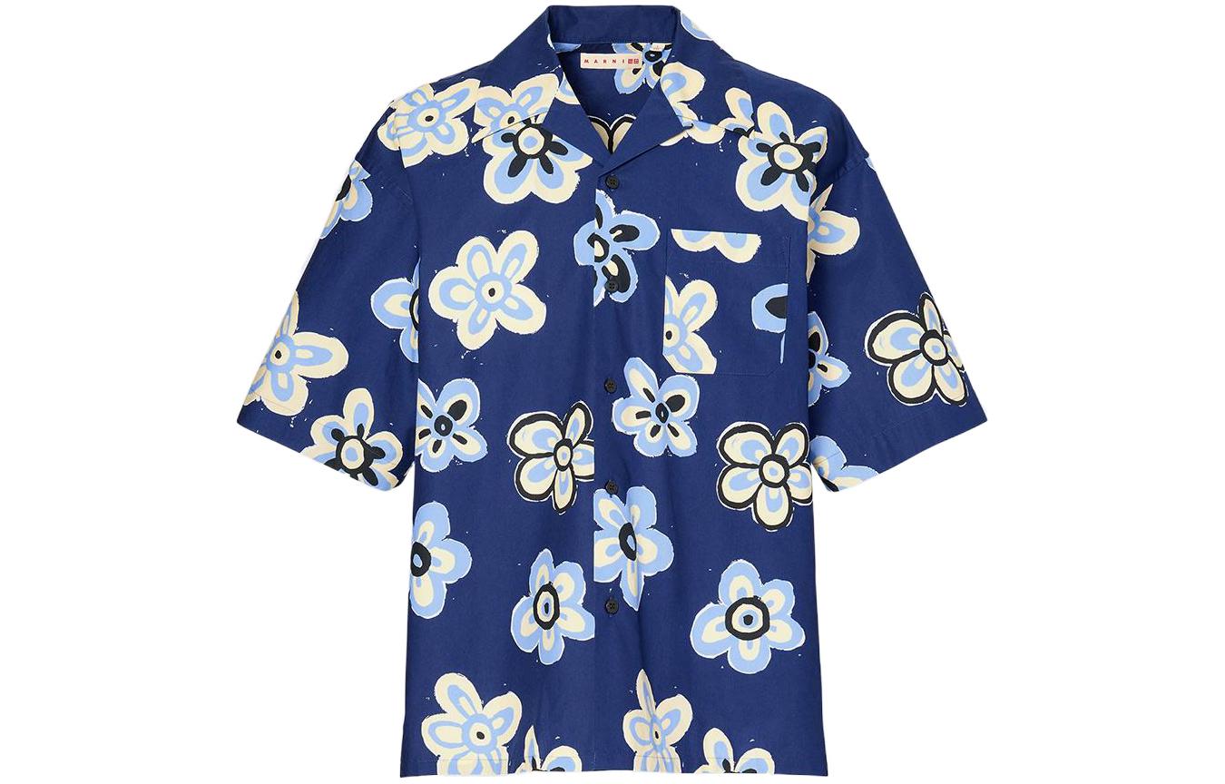 Order 优衣库 x MARNI 深蓝色花卉印花短袖衬衫。 449637-68