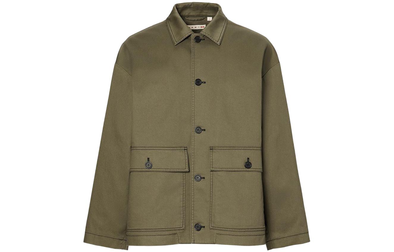 UNIQLO x MARNI Oversized Workwear Jacket Unisex Deep Olive Green 449587-57