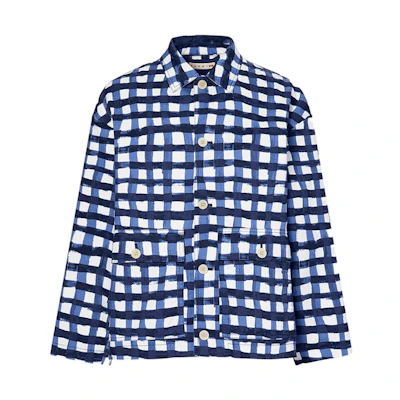 UNIQLO MARNI Plaid Oversized Workwear Jacket - Blue 449646-67