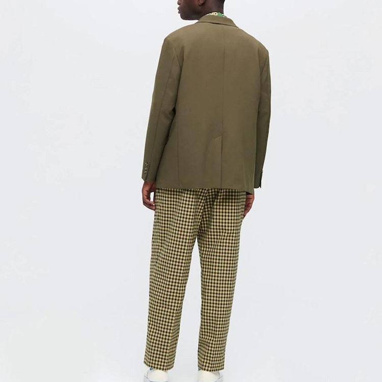 Shop Pantalones UNIQLO x MARNI SS22 Cuadros Holgados Tiro Alto Unisex Amarillo Claro 449641-42