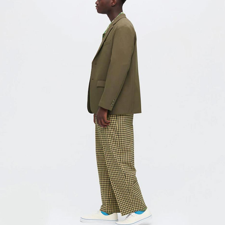 Details for Pantalones UNIQLO x MARNI SS22 Cuadros Holgados Tiro Alto Unisex Amarillo Claro 449641-42