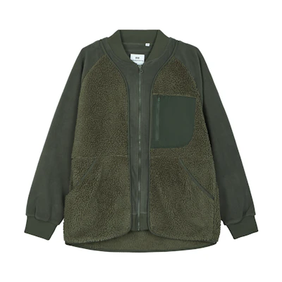 UNIQLO White Mountaineering Fleece Oversized Jacket Unisex - Dark Olive 442882-57