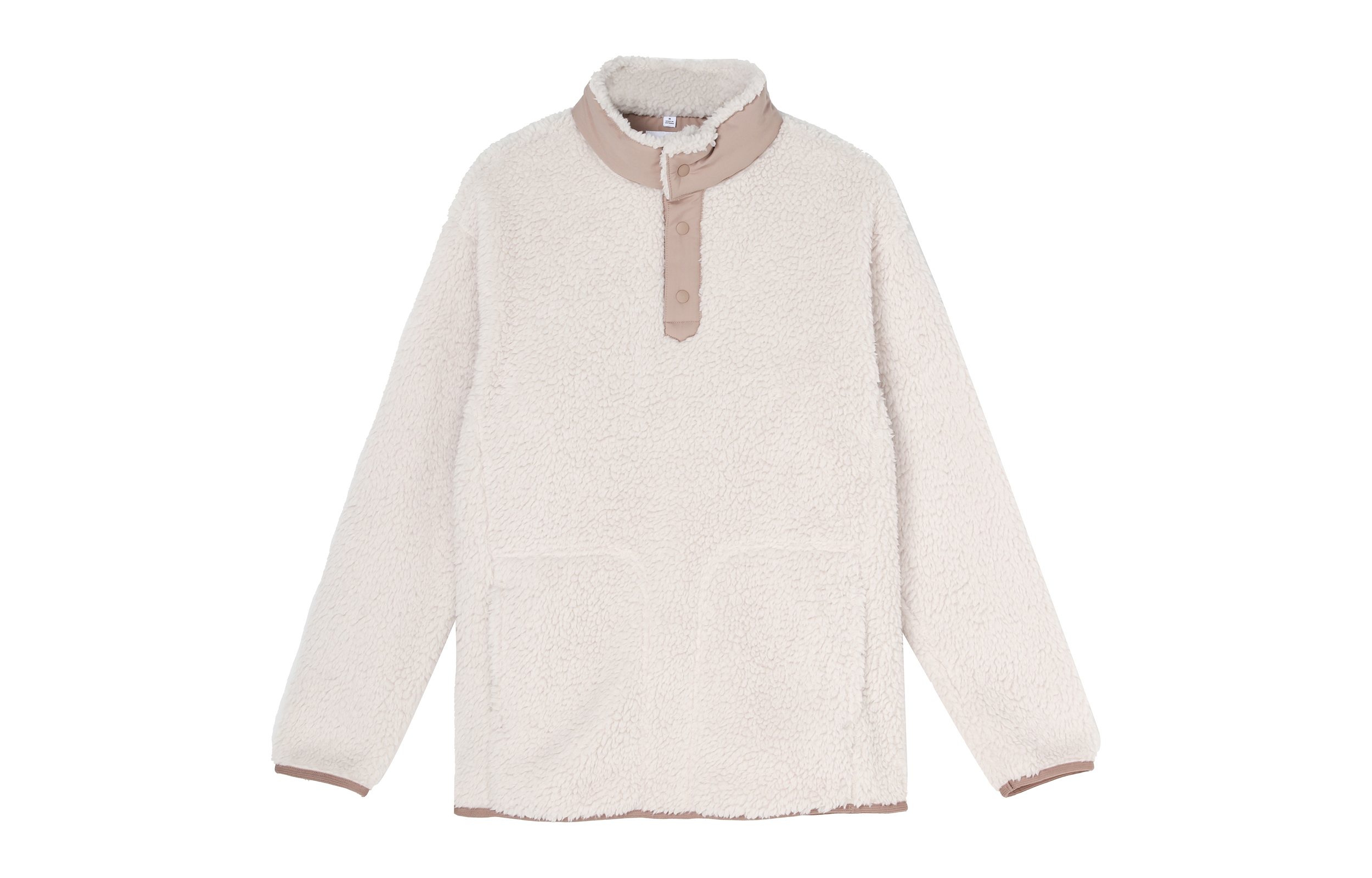 UNIQLO White Mountaineering Fleece Oversized Pullover Unisex Beige Sweater 443221-30