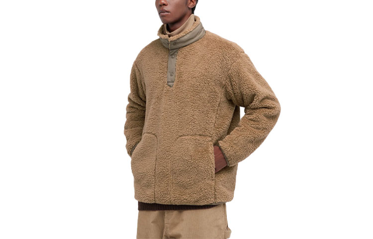 UNIQLO x White Mountaineering Fleece Pullover Sweatshirt Unisex Light Brown 443221-32