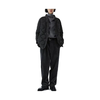 UNIQLO White Mountaineering FW23 Black Unisex Down Coat with Fashionable Tailored Hem. 459677-09
