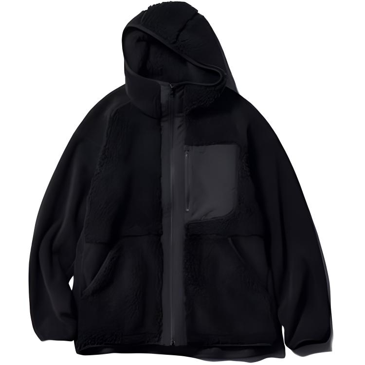 UNIQLO White Mountaineering FW23 Fleece Zip-Up Oversized Sweatshirt Black Unisex 463350-09