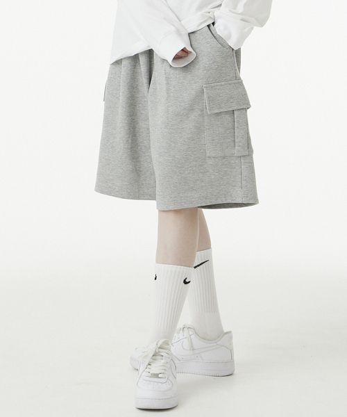 URBAN AGE Bermuda Wide Cargo Sweat Shorts_Grey U4SSB15GR