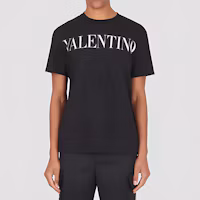 Shop Valentino 黑色短袖圓領標誌T恤。 XV3MG10V84F0NI