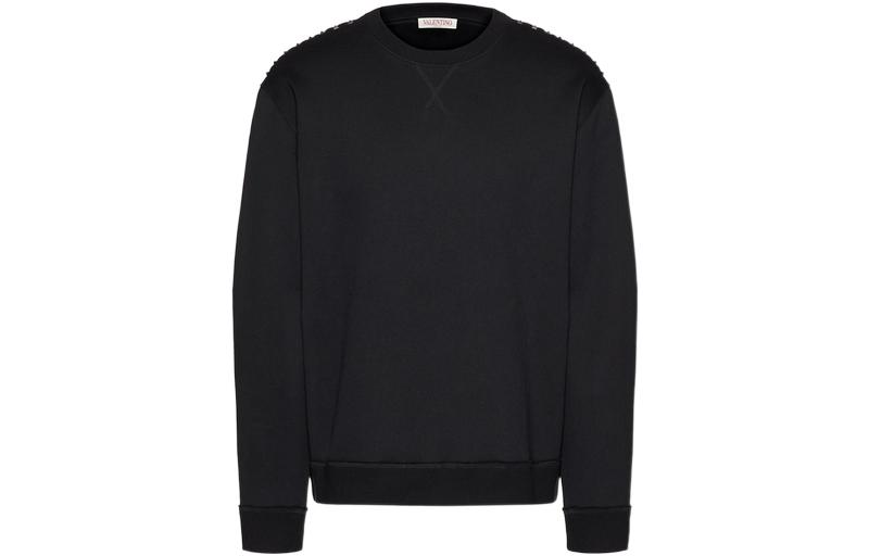 Order Valentino Baju Gelap Crewneck dengan Warna Solid dan Aksen Bertatah. 2V3MF03U95S0NO