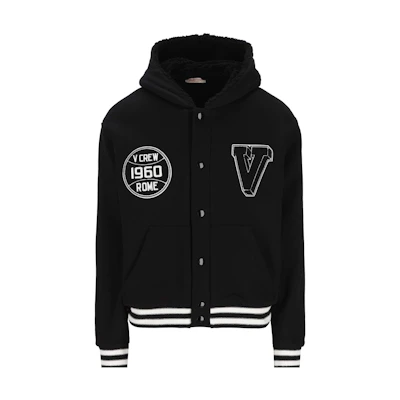 Valentino Black Hooded Jacket with Stripe Detail Long Sleeve. 2V3MF24N9340NO