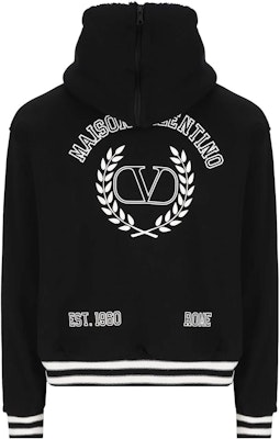 Valentino Jaket Hitam Berhud dengan Garis Jalur Lengan Panjang. 2V3MF24N9340NO Lookbook Valentino Jaket Hitam Berhud dengan Garis Jalur Lengan Panjang. 2V3MF24N9340NO