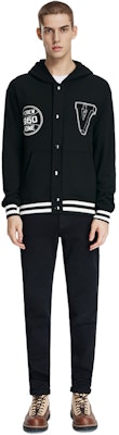 Valentino Jaket Hitam Berhud dengan Garis Jalur Lengan Panjang. 2V3MF24N9340NO Shop Valentino Jaket Hitam Berhud dengan Garis Jalur Lengan Panjang. 2V3MF24N9340NO