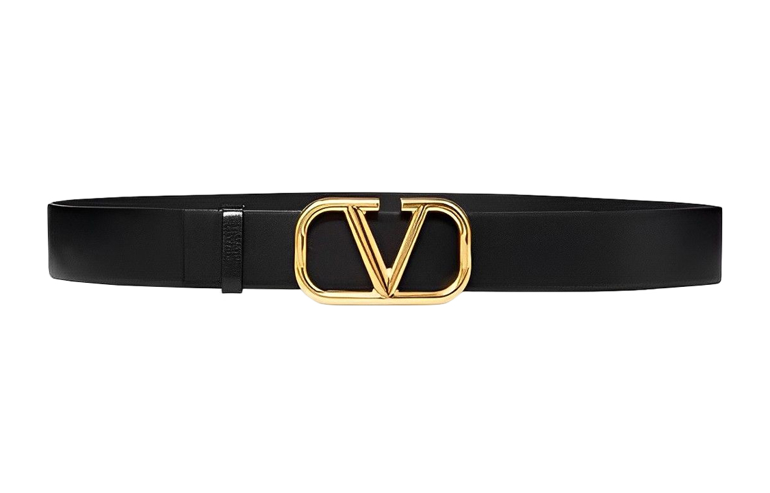 Valentino  Black Leather Belt, Minimalist Design, 4cm Width. 2Y2T0Q87ECU0NO