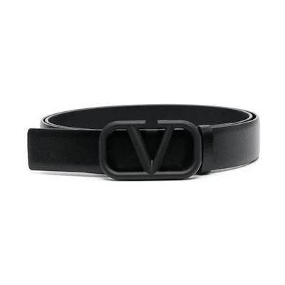 Valentino Black Leather Belt with Plain Decor and Buckle - 4cm. YT0Q90WQG0NO