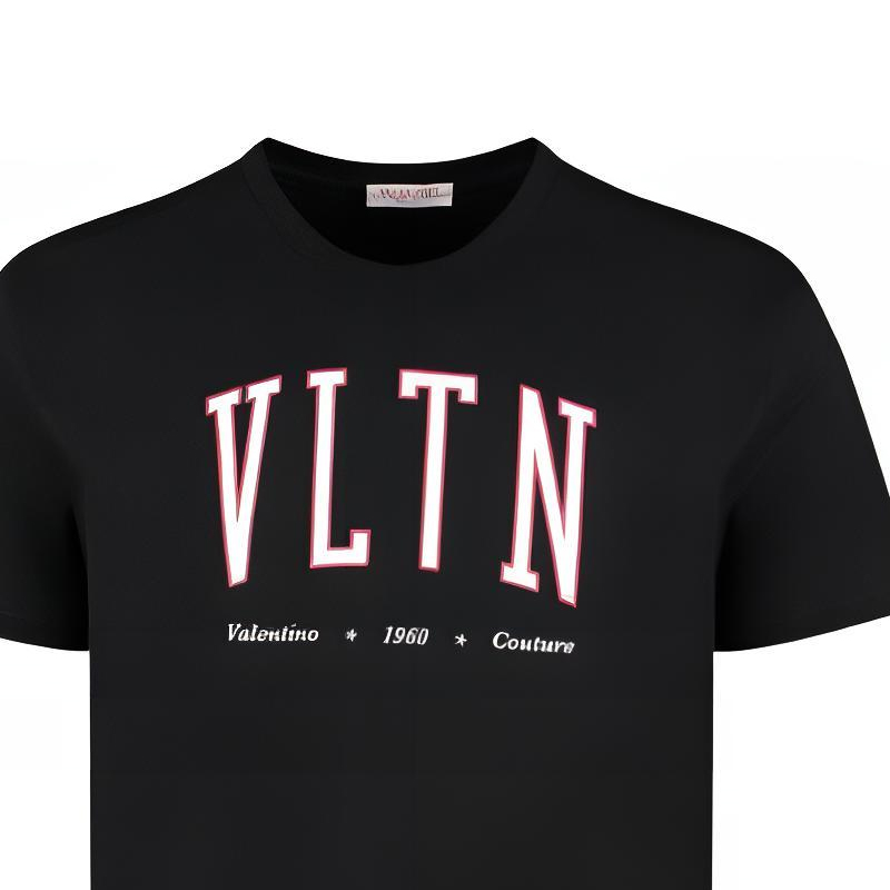 Sizing Valentino 黑色字母印花圓領 T 恤 SS23 2V3MG13D96STTL