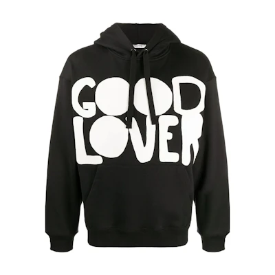 Valentino Black Letter Print Long-Sleeve Pullover Sweatshirt UV0MF15P6V2