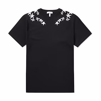 Valentino Black Star Print Crewneck Short Sleeve T-Shirt. PV3MG10G46M0NO