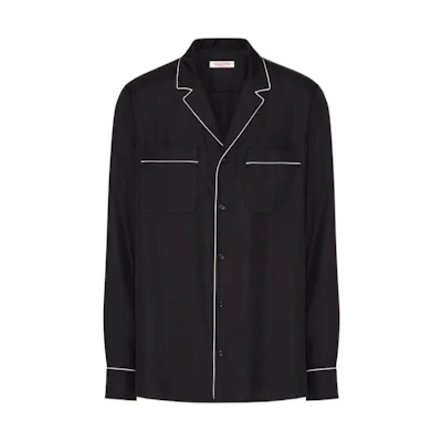 Valentino Black Striped Contrast Buttons Long-Sleeve Shirt. XV3ABD0588R-598