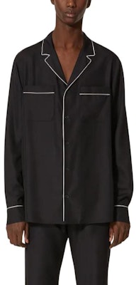 Valentino Kemeja Lengan Panjang Hitam Jalur dengan Butang Kontras. XV3ABD0588R-598 Lookbook Valentino Kemeja Lengan Panjang Hitam Jalur dengan Butang Kontras. XV3ABD0588R-598