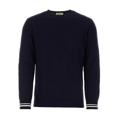 Valentino Blue Crewneck Pullover Slim-Fit Sweater 5V3KC30IAC8ZDL