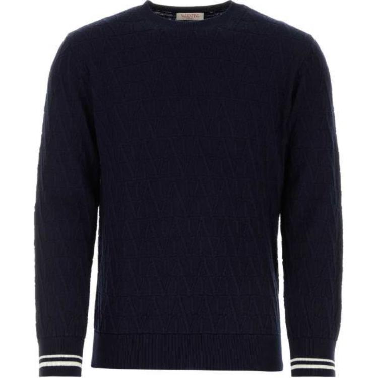 Order Valentino Crewneck Pullover Slim-Fit Biru Lelaki Sweater. 5V3KC30IAC8ZDL