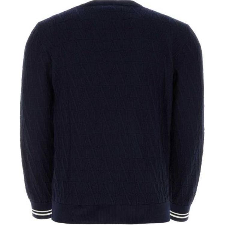 Lookbook Valentino Crewneck Pullover Slim-Fit Biru Lelaki Sweater. 5V3KC30IAC8ZDL