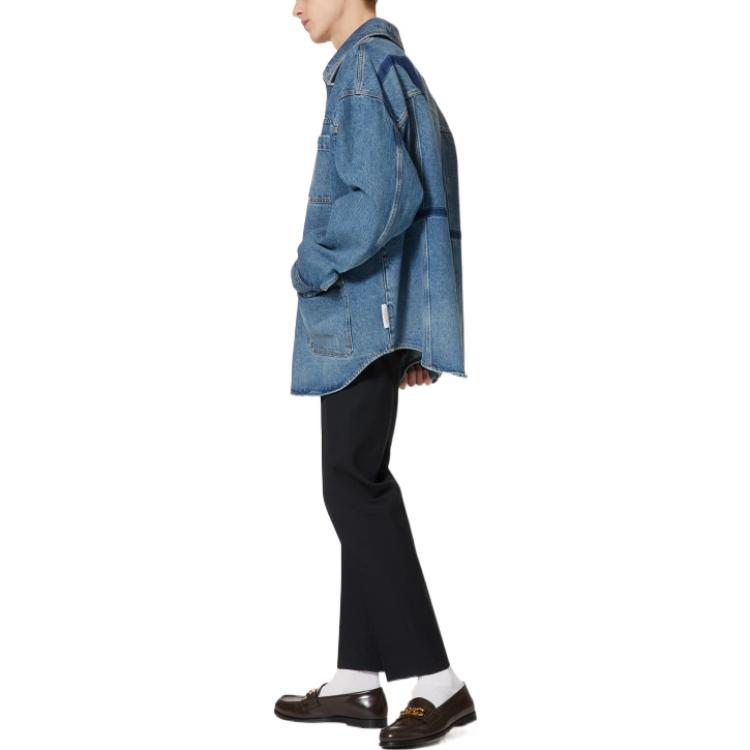 Purchase Valentino Jaket Denim Biru Cetakan Huruf dengan Kolar Tajam dan Lengan Panjang. 1V3DB01R8K1558