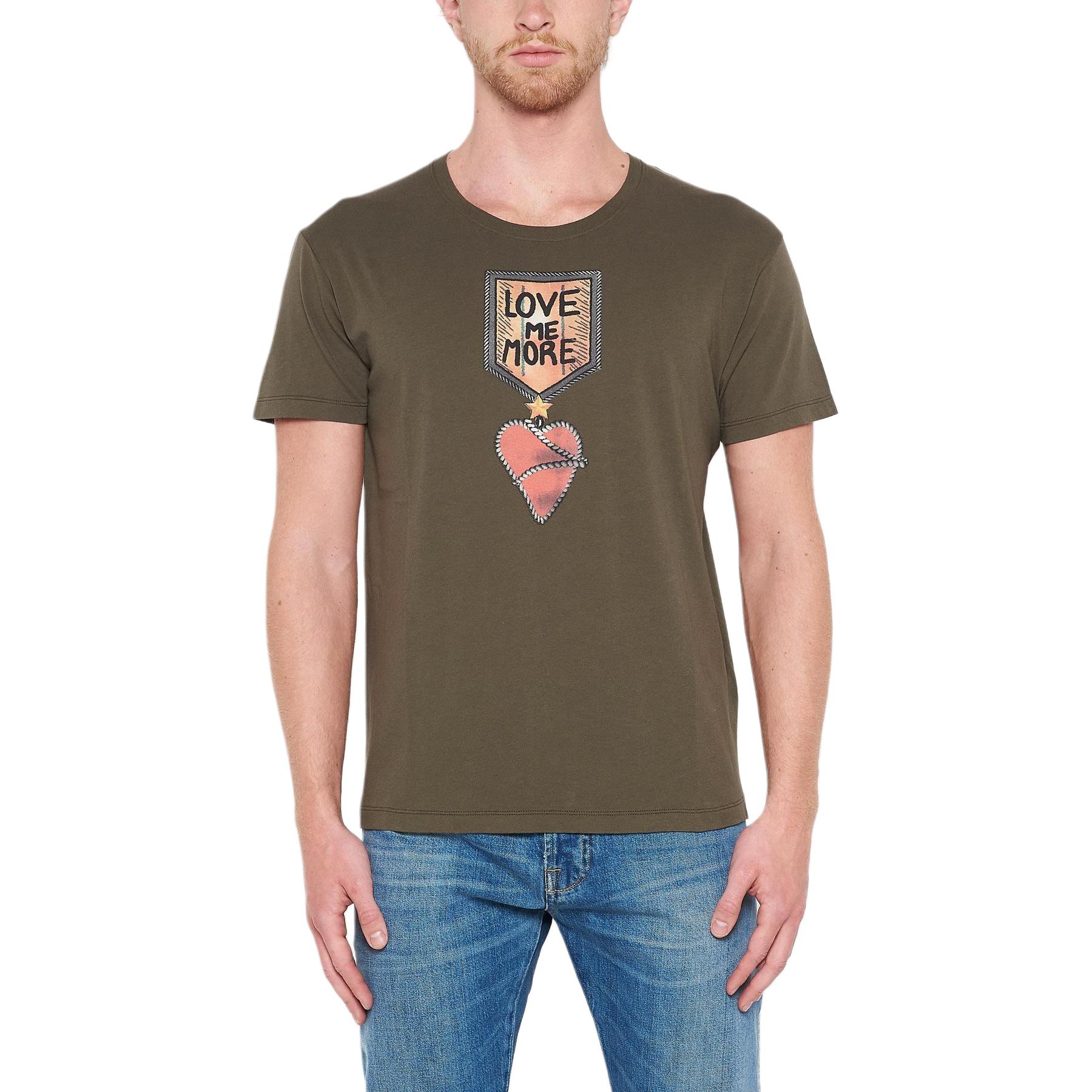 Lookbook Valentino 棕色愛心印花圓領T恤 PV3MG10S46ML90