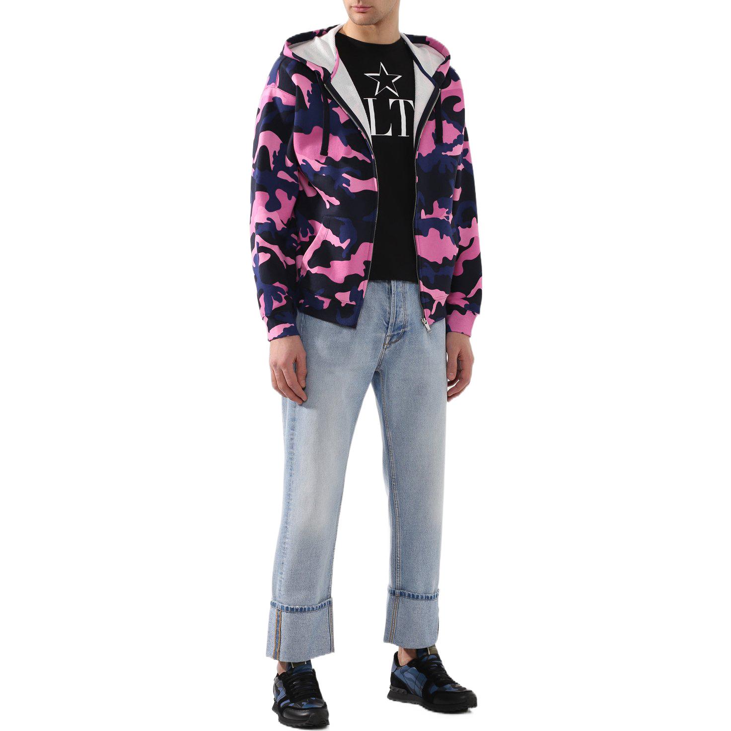 Purchase Valentino Hoodie Zip-Up Pink Camouflage dengan Drawstring. TV3MF06H5JC-13E