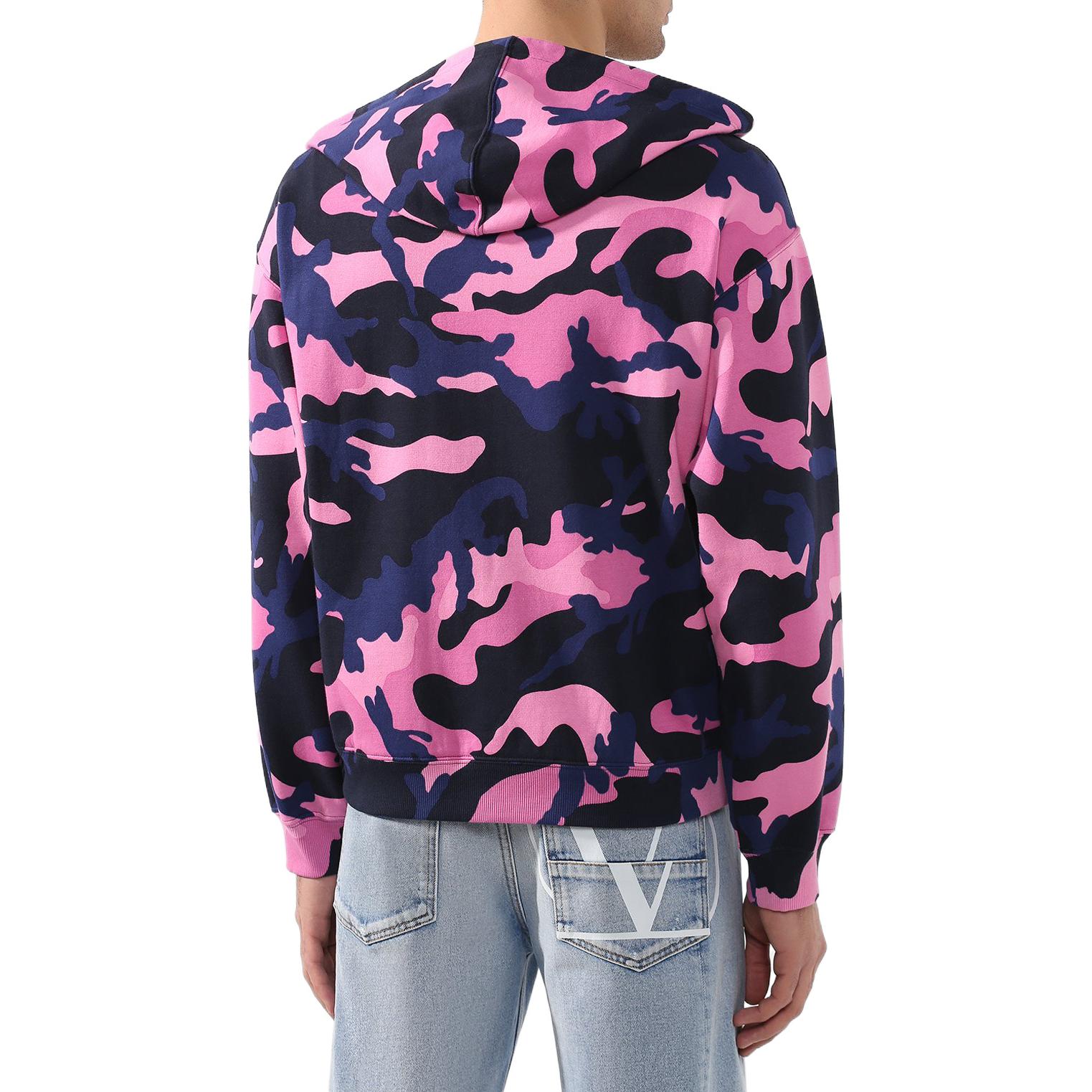 Details for Valentino Hoodie Zip-Up Pink Camouflage dengan Drawstring. TV3MF06H5JC-13E