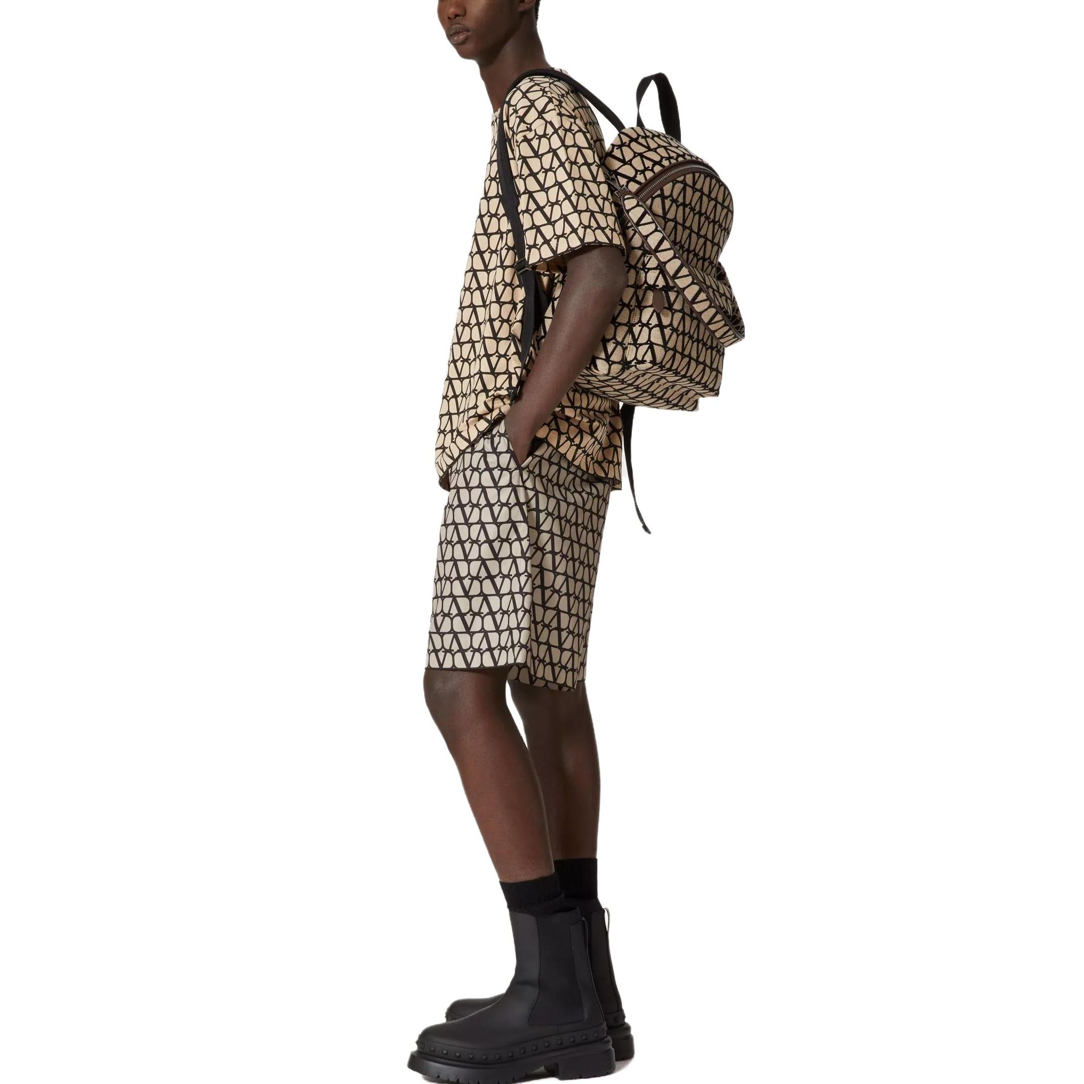 Lookbook Valentino 休閒寬鬆版型印花標誌T恤 卡其色 3V3MG14Y9KCMYL