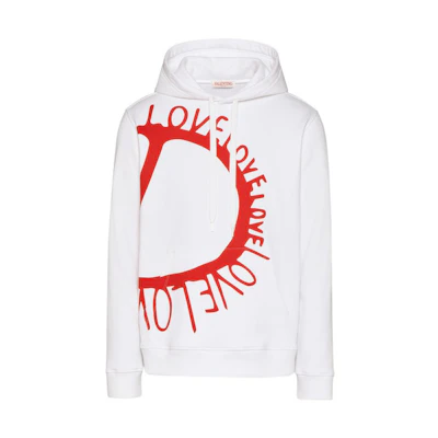 Valentino FW22 White Hoodie with Letter Print - Qixi Limited Edition. 1V3MF24E8U0A33