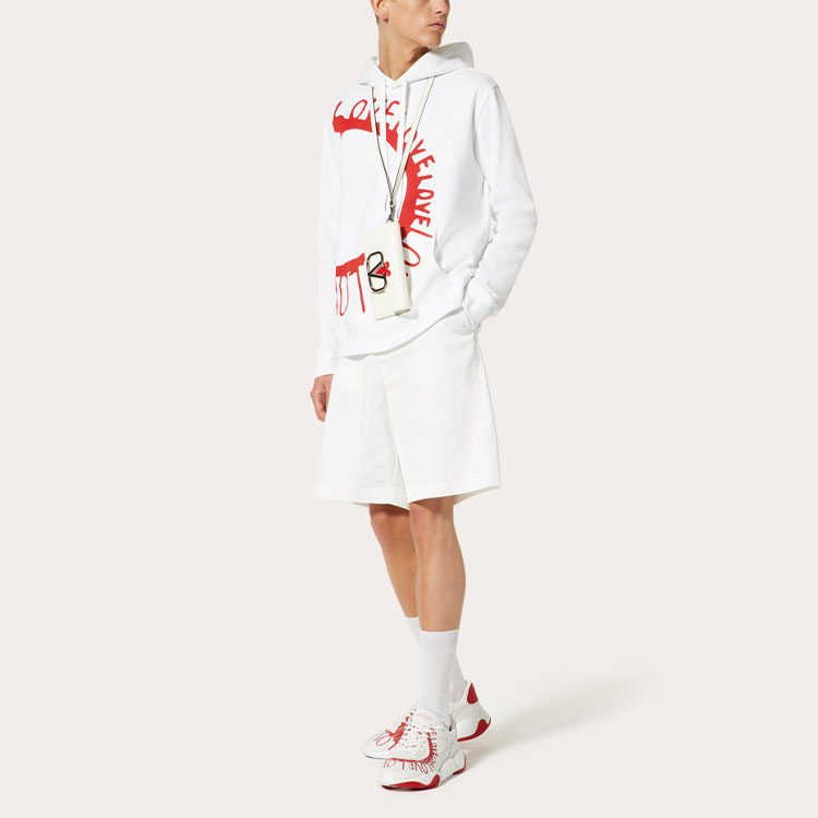 Lookbook Valentino FW22 白色字母印花連帽衫 - 七夕限量版。 1V3MF24E8U0A33