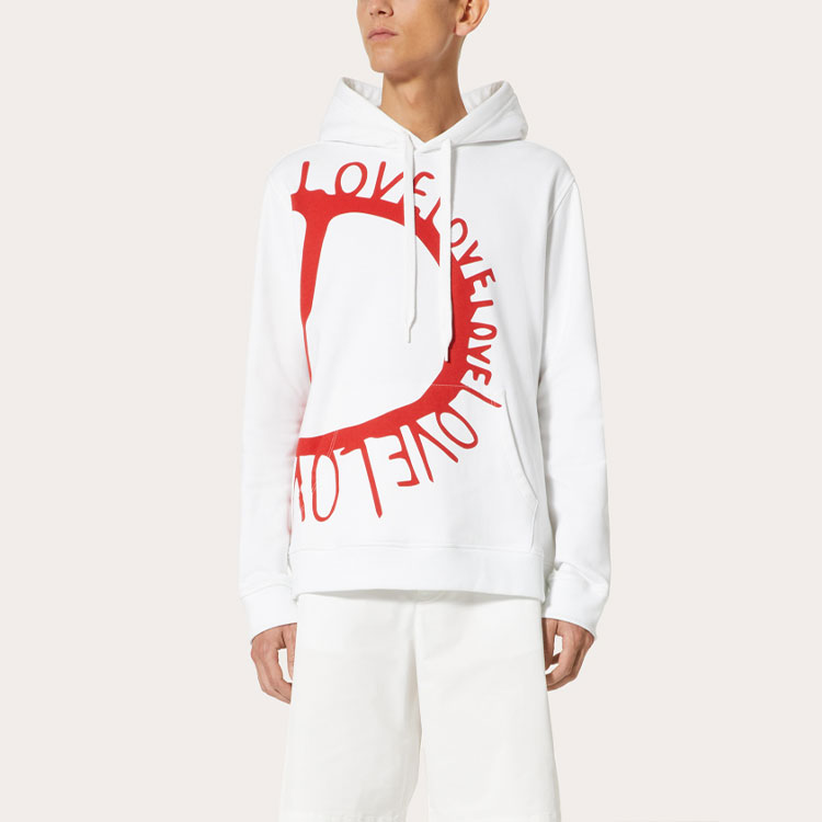 Shop Valentino FW22 白色字母印花連帽衫 - 七夕限量版。 1V3MF24E8U0A33