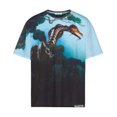 Valentino Gradient Scenic Animal Print Crew Neck Short Sleeve T-Shirt TV0MG05Y67T87M