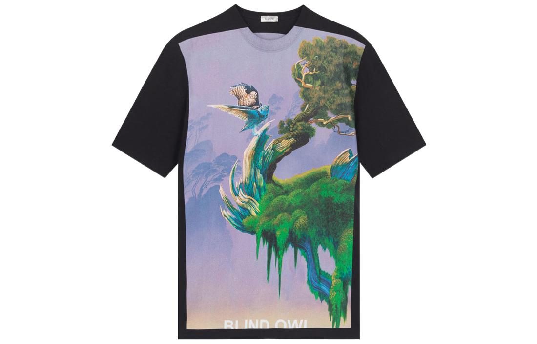 Valentino  Graphic Print Black Crew Neck T-Shirt TV0MG06P69H-37P