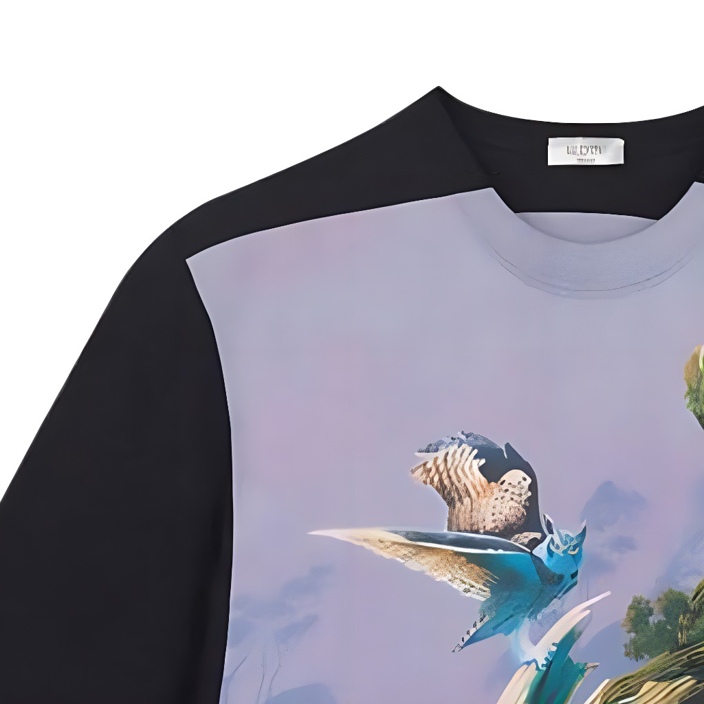 Sizing Valentino Kaos Hitam Crew Neck Motif Graphic Print TV0MG06P69H-37P