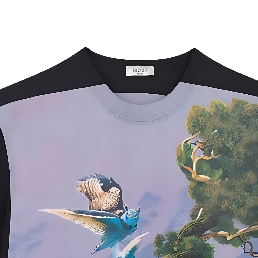 Cheap Valentino Kaos Hitam Crew Neck Motif Graphic Print TV0MG06P69H-37P