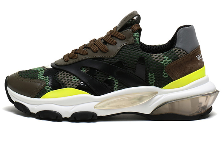 Buy Valentino 绿色迷彩面料和皮革系带老爹鞋 SY2S0B15ZGGH7B