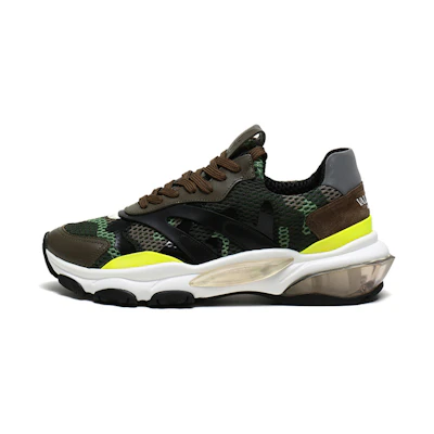 Valentino 'Green Camouflage Fabric and Leather Lace-up Dad Shoe'