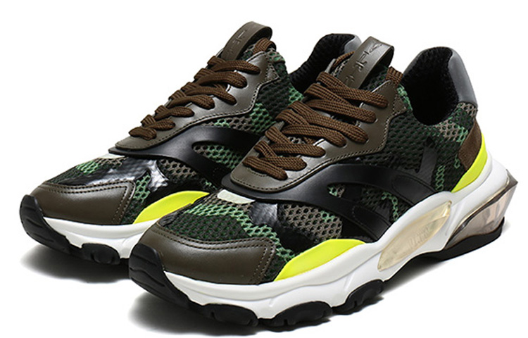 Valentino 'Green Camouflage Fabric and Leather Lace-up Dad Shoe' 圖 3