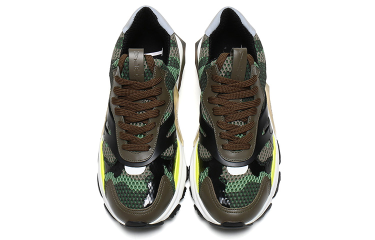 Valentino 'Green Camouflage Fabric and Leather Lace-up Dad Shoe' 圖 4