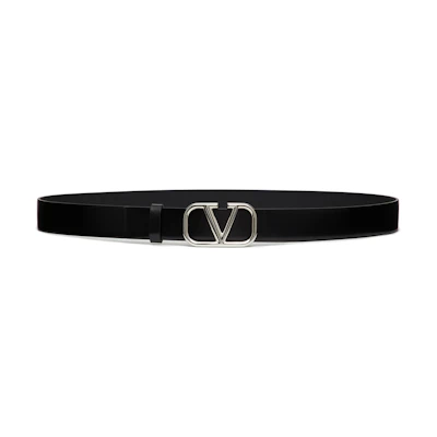 Valentino Lightweight Comfort Black Leather Belt 3cm YT0Q90SNP0NO